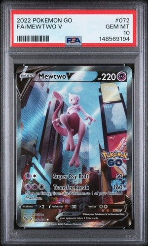 Pokémon TCG Mewtwo V PSA 10 Pokemon Go 072/078 Holo Ultra Rare