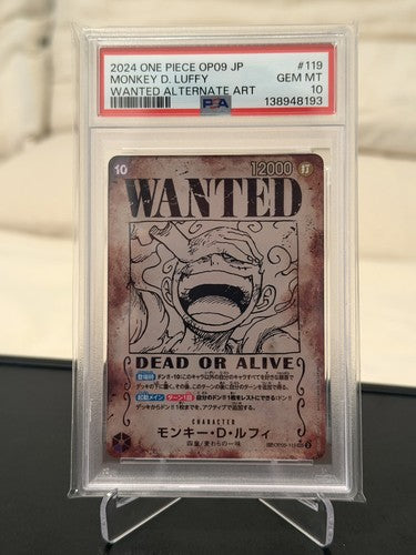 PSA 10 Monkey D. Luffy Wanted Alternate Art OP05-119 SEC Japanese One Piece Card